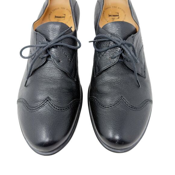 Think! Cuban Heel Lace-Up Oxford Shoes Womens 41 EU 10 US Black Leather - Picture 6 of 13